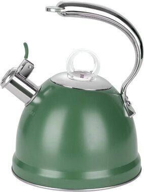 2.5 Qt Stainless Steel Whistling Tea Kettle for Gas, Electric Induction Green